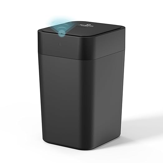 Black Motion Sensor Touchless Trash Can